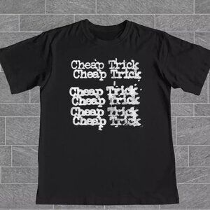 Cheap Trick Hard Rock Band Stacked Logo T-Shirt Short Sleeve Black S-2XL Unisex